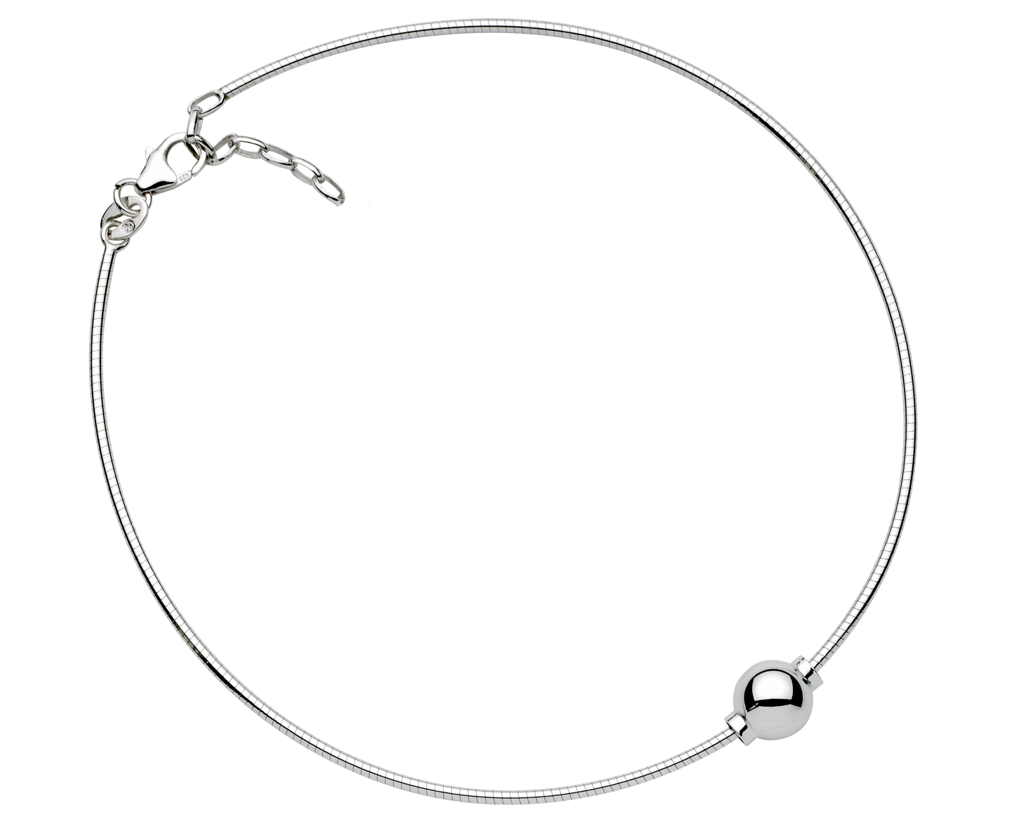 Sterling Silver Single Bead Cape Cod Anklet with Omega Chain