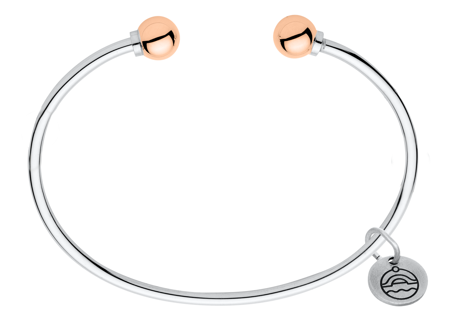 Sterling Silver and 14KT Rose Gold Double Bead Cape Cod Cuff Bracelet