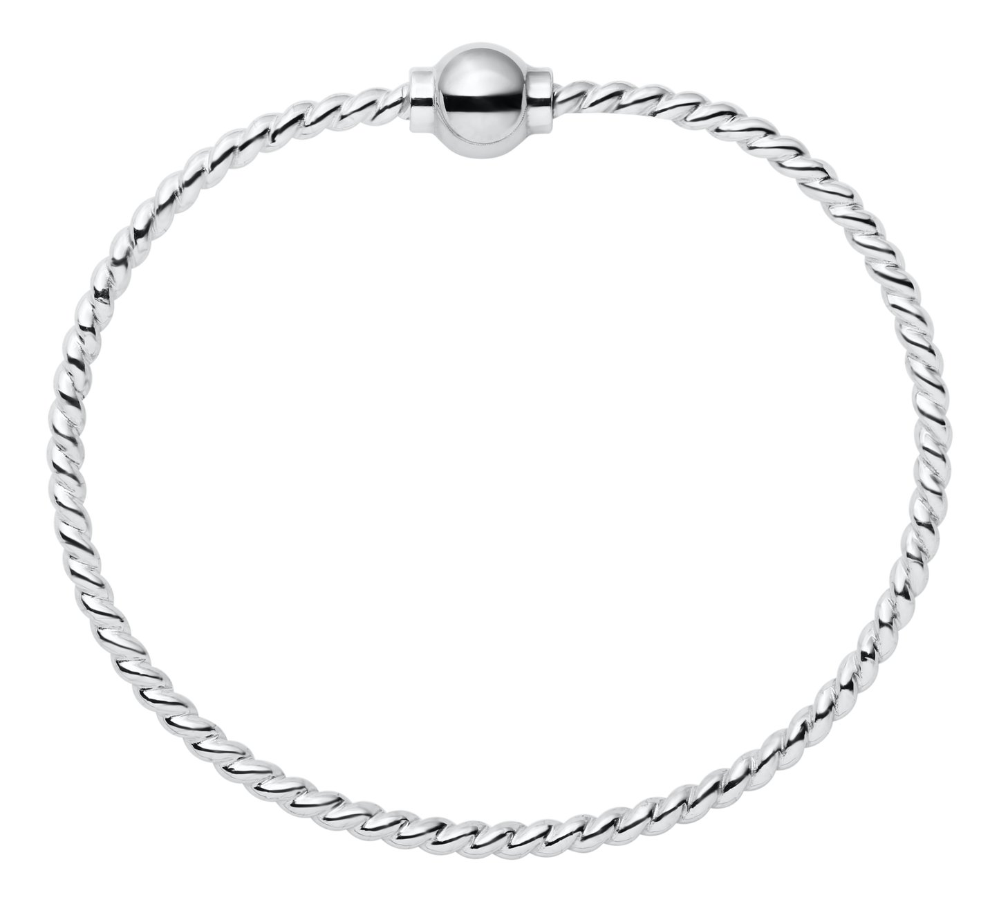Sterling Silver Single Bead Twisted Wire Cape Cod Bracelet
