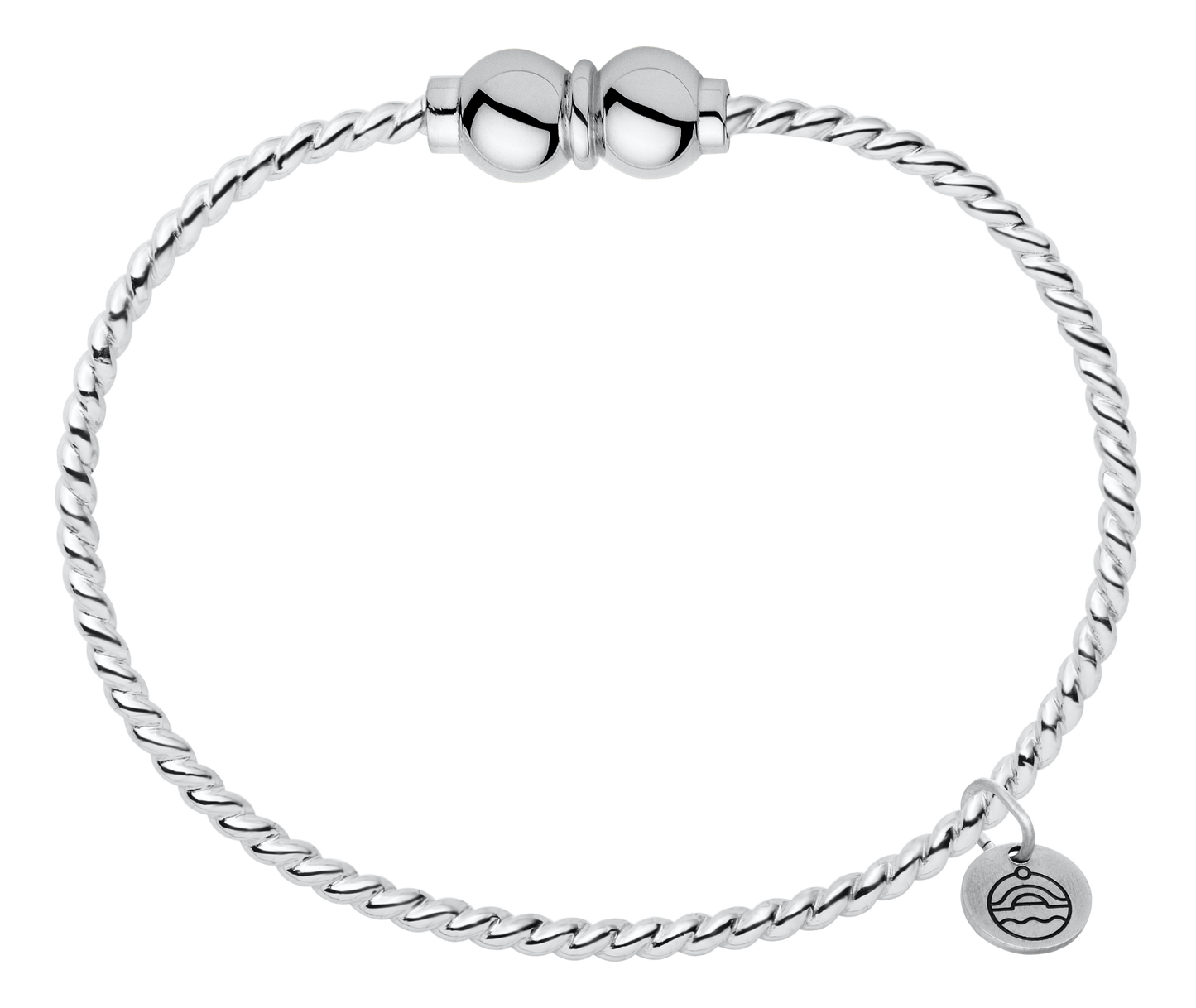 Sterling Silver Twisted Wire Double Bead Cape Cod Bracelet