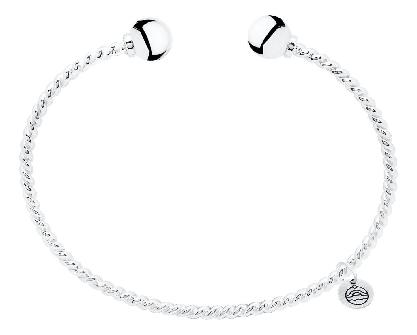 Sterling Silver Twisted Wire Single Bead Cape Cod Cuff Bracelet