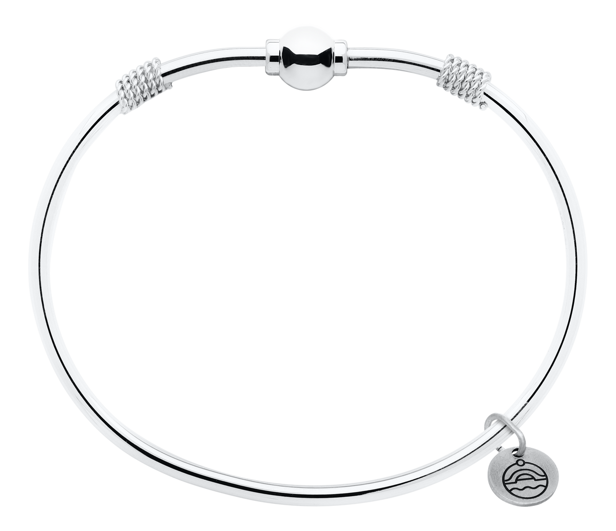 Sterling Silver Single Bead Cape Cod Bracelet with Rope Accents