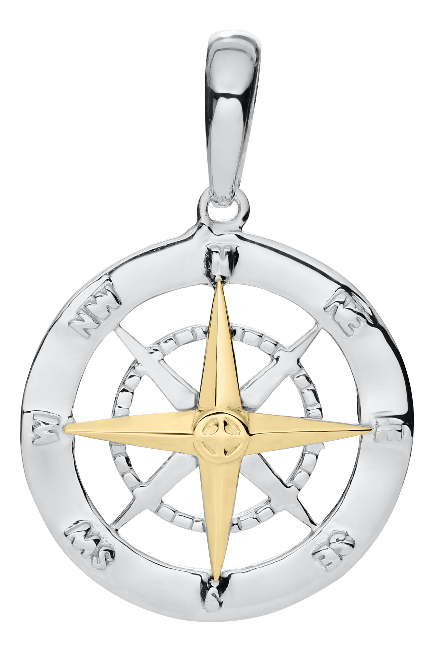 Two Tone Compass Rose Pendant