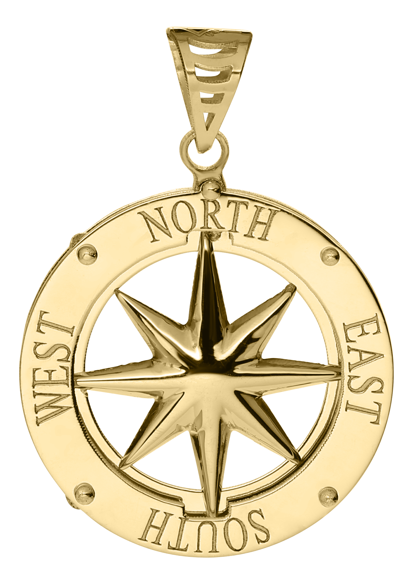 14K Gold Compass Rose Pendant