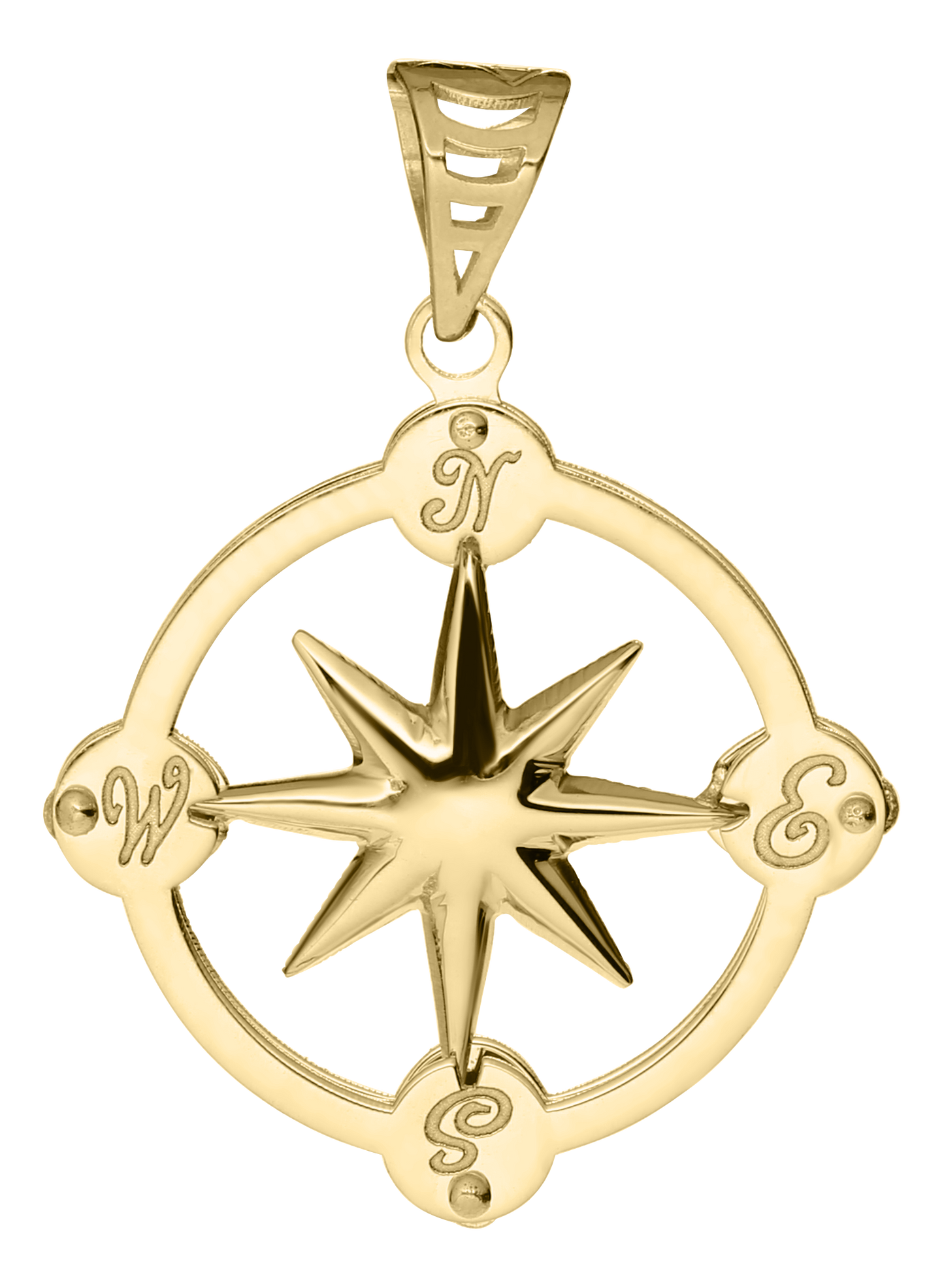 14K Gold Compass Rose Pendant
