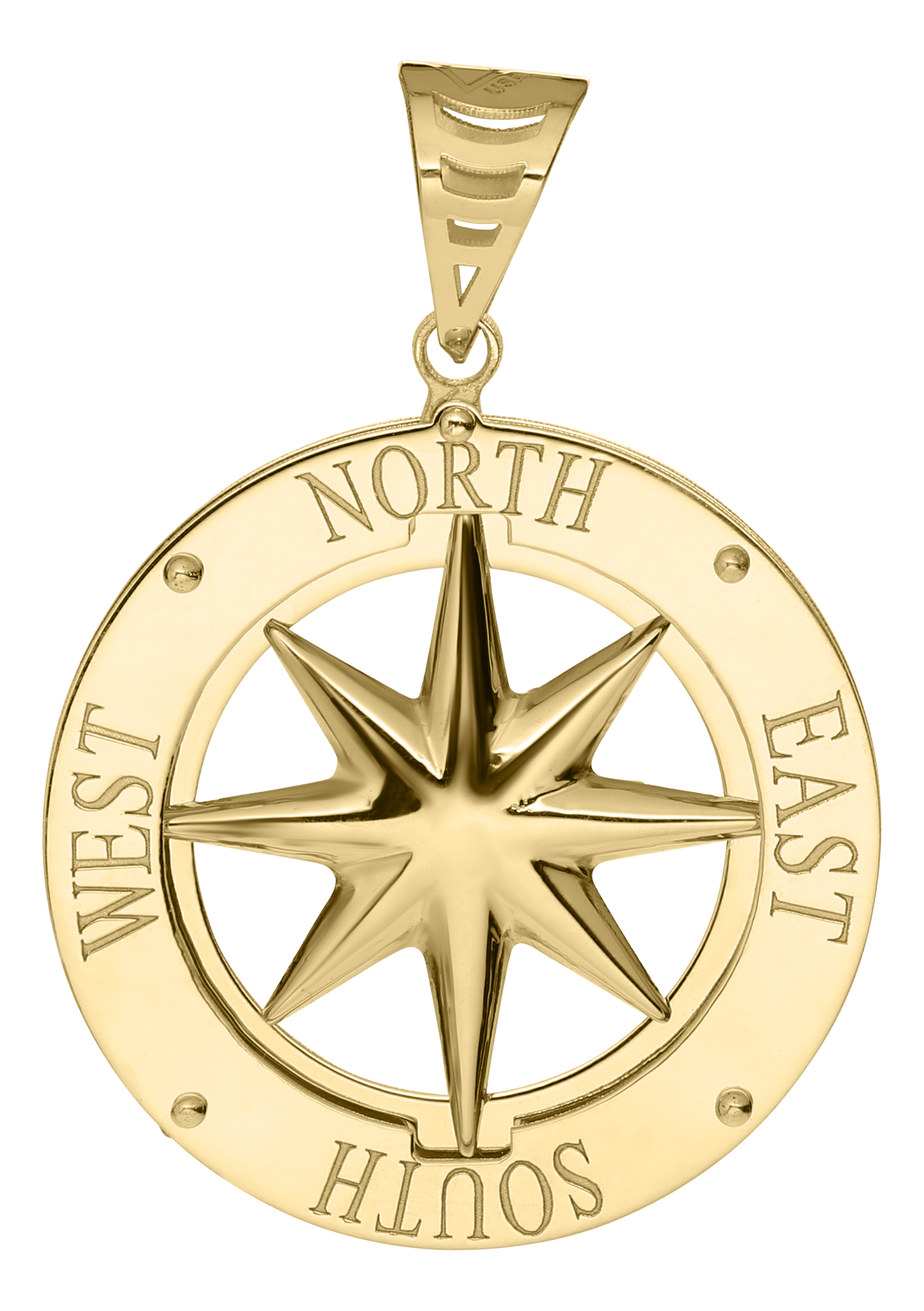 14K Gold Compass Rose Pendant