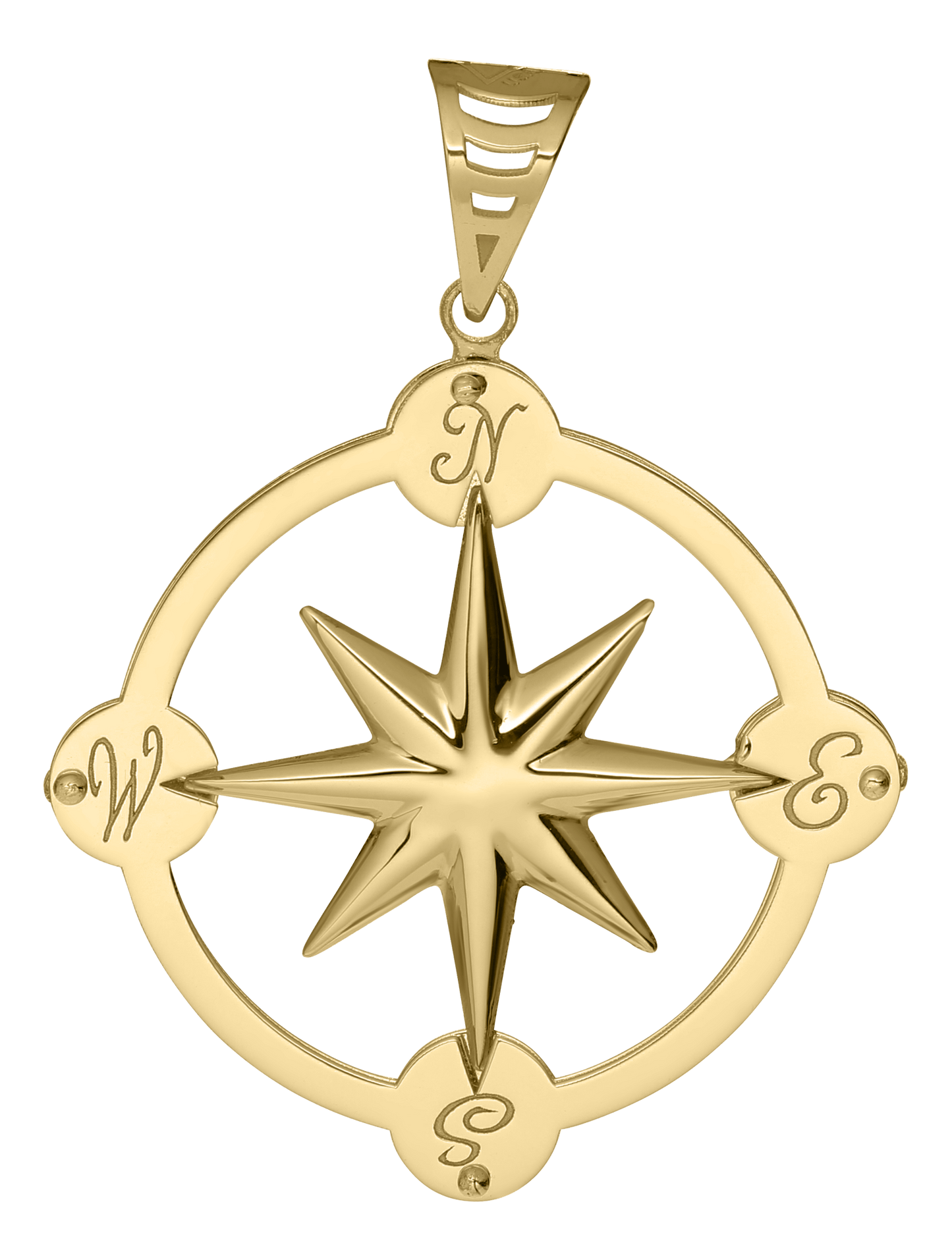 14K Gold Compass Rose Pendant