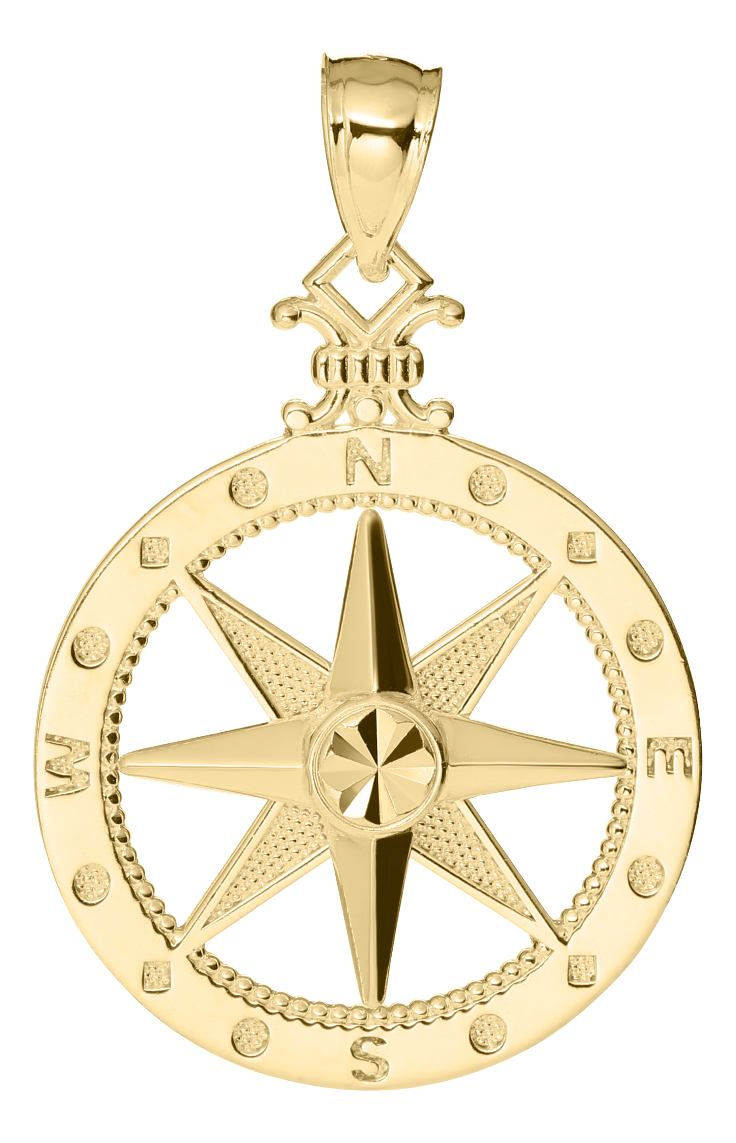 14K Gold Compass Rose Pendant