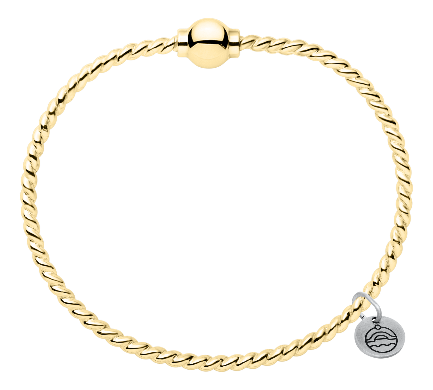 14KT Gold Single Bead Twisted Wire Cape Cod Bracelet