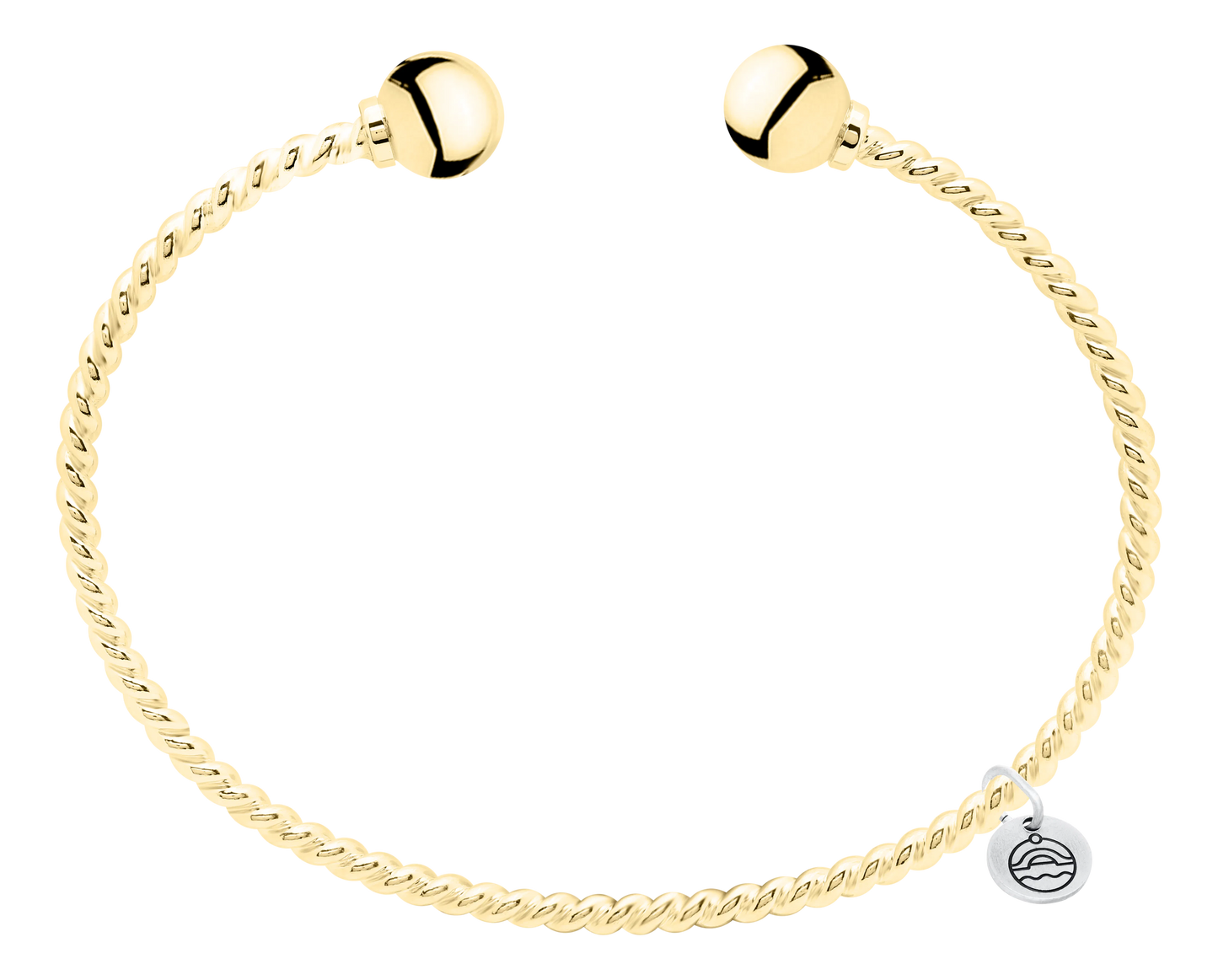 14KT Yellow Gold Twisted Wire Double Bead Cape Cod Cuff Bracelet