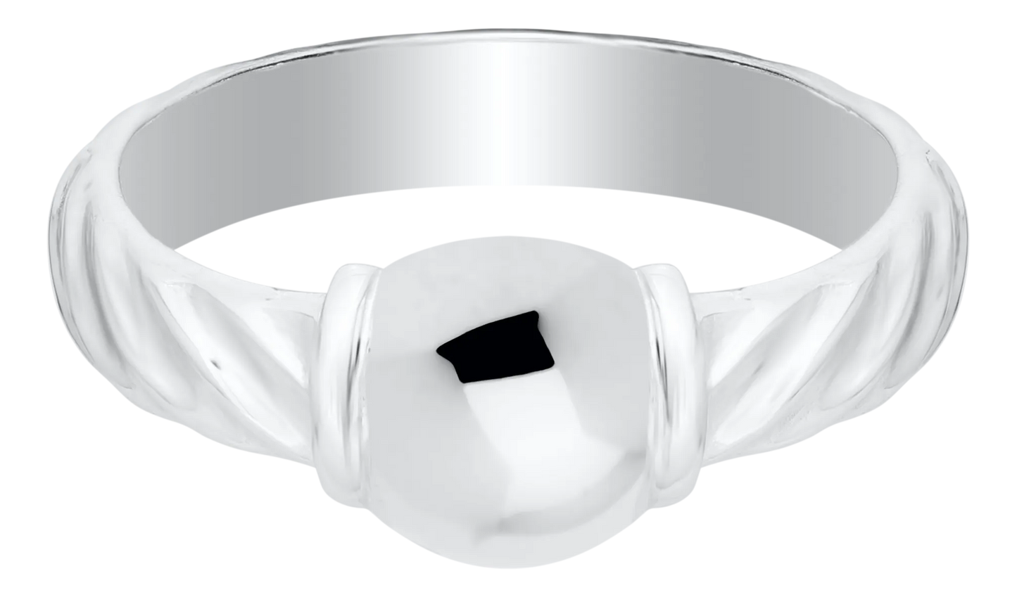 Sterling Silver Single Bead with Twisted Wire Shank Cape Cod Ring