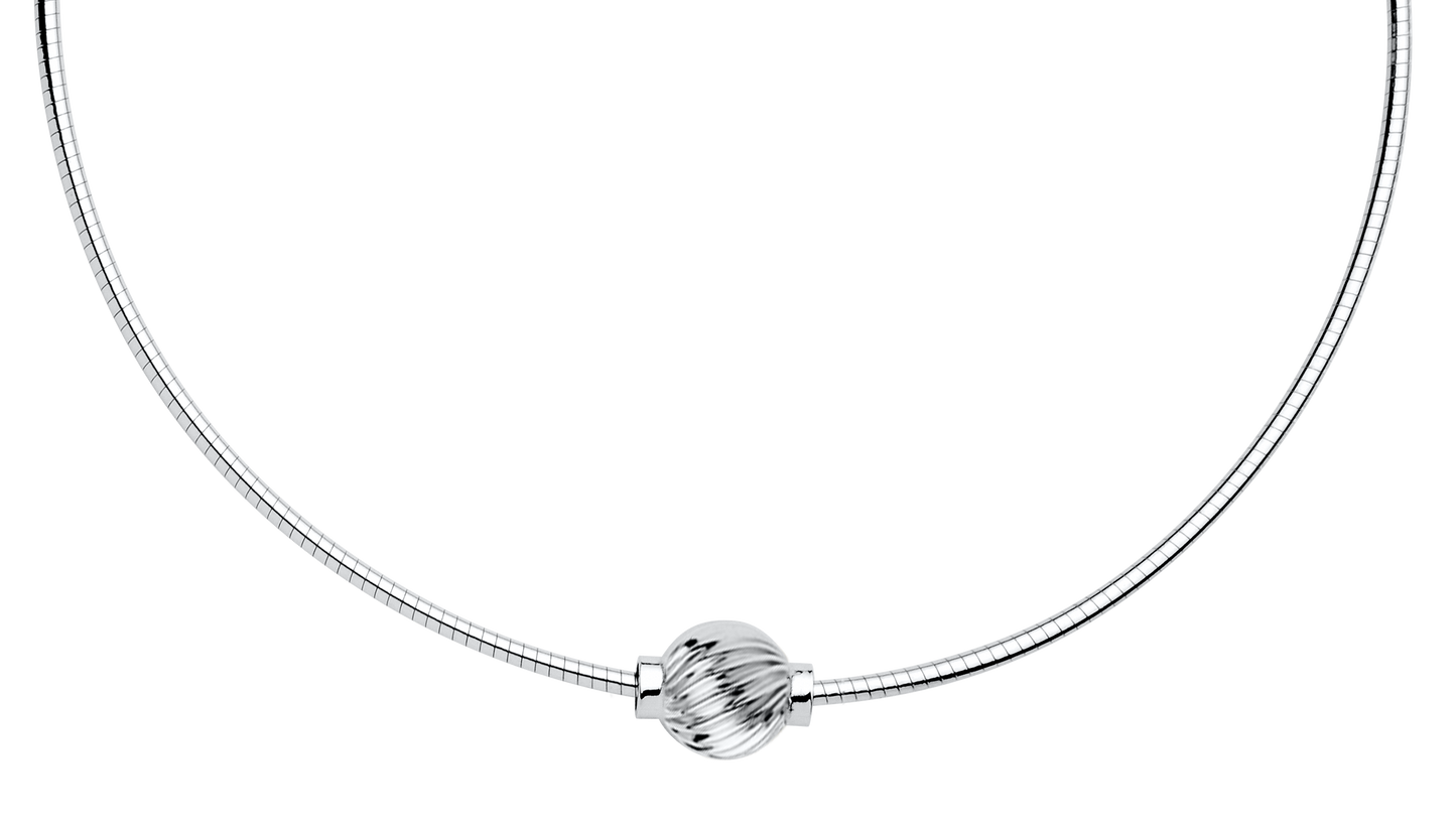 Sterling Silver Single Twisted Bead Cape Cod Necklace with Omega Chain