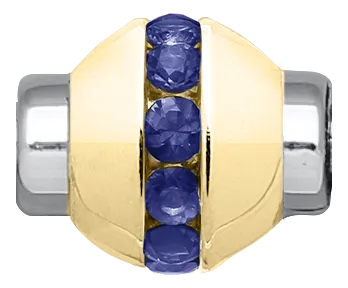 Sterling Silver and 14KT Yellow Gold Cape Cod Replacement Bead with Genuine Sapphires