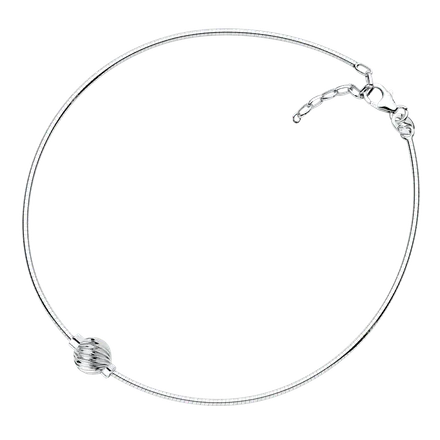 Sterling Silver Single Swirl Bead Cape Cod Anklet with Snake Chain