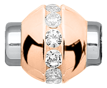 Sterling Silver and 14KT Rose Gold Cape Cod Replacement Bead with Genuine Diamonds