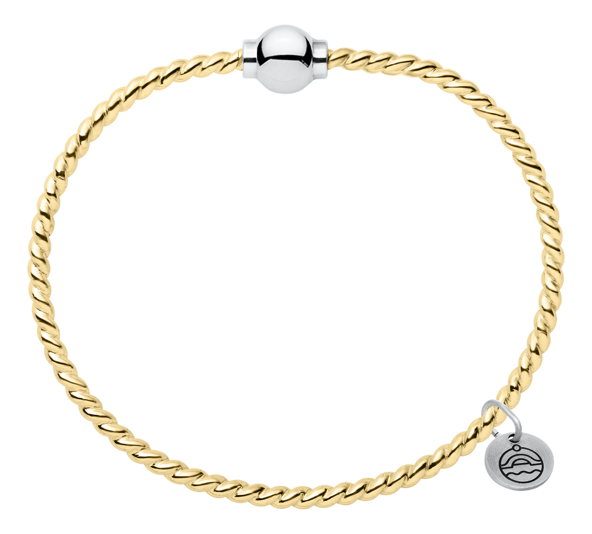 Sterling Silver and Gold-Filled Twisted Wire Single Bead Cape Cod Bracelet