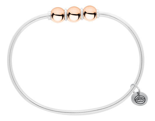 Sterling Silver and 14KT Rose Gold Tripple Bead Cape Cod Bracelet