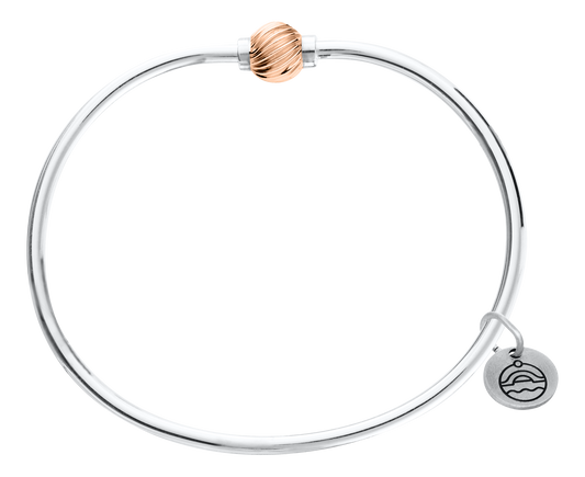 Sterling Silver and 14KT Rose Gold Single Swirl Bead Cape Cod Bracelet