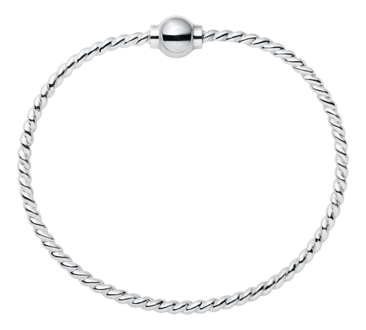 Sterling Silver Single Bead Twisted Wire Cape Cod Bracelet