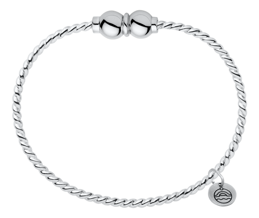 "Sterling Silver Twisted Wire Double Bead Cape Cod Bracelet"
