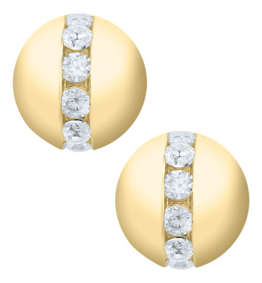 14KT Gold Cape Cod Stud Earrings with Genuine Diamonds