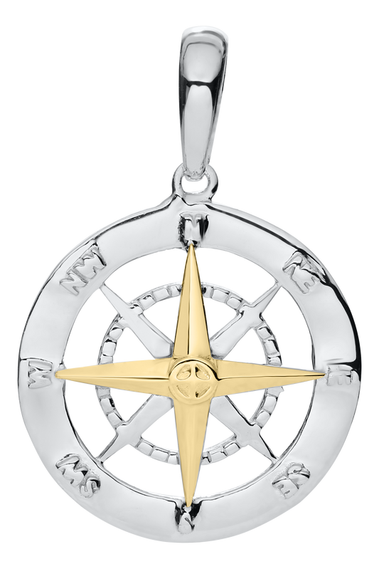 Two Tone Compass Rose Pendant