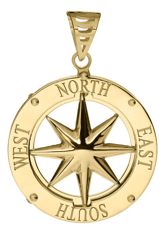 14K Gold Compass Rose Pendant