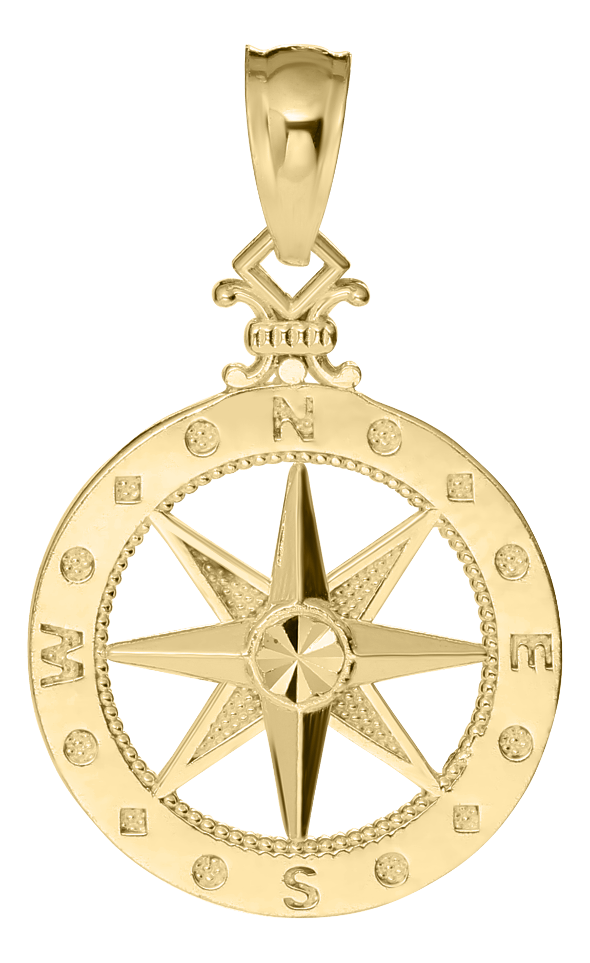 14K Gold Compass Rose Pendant