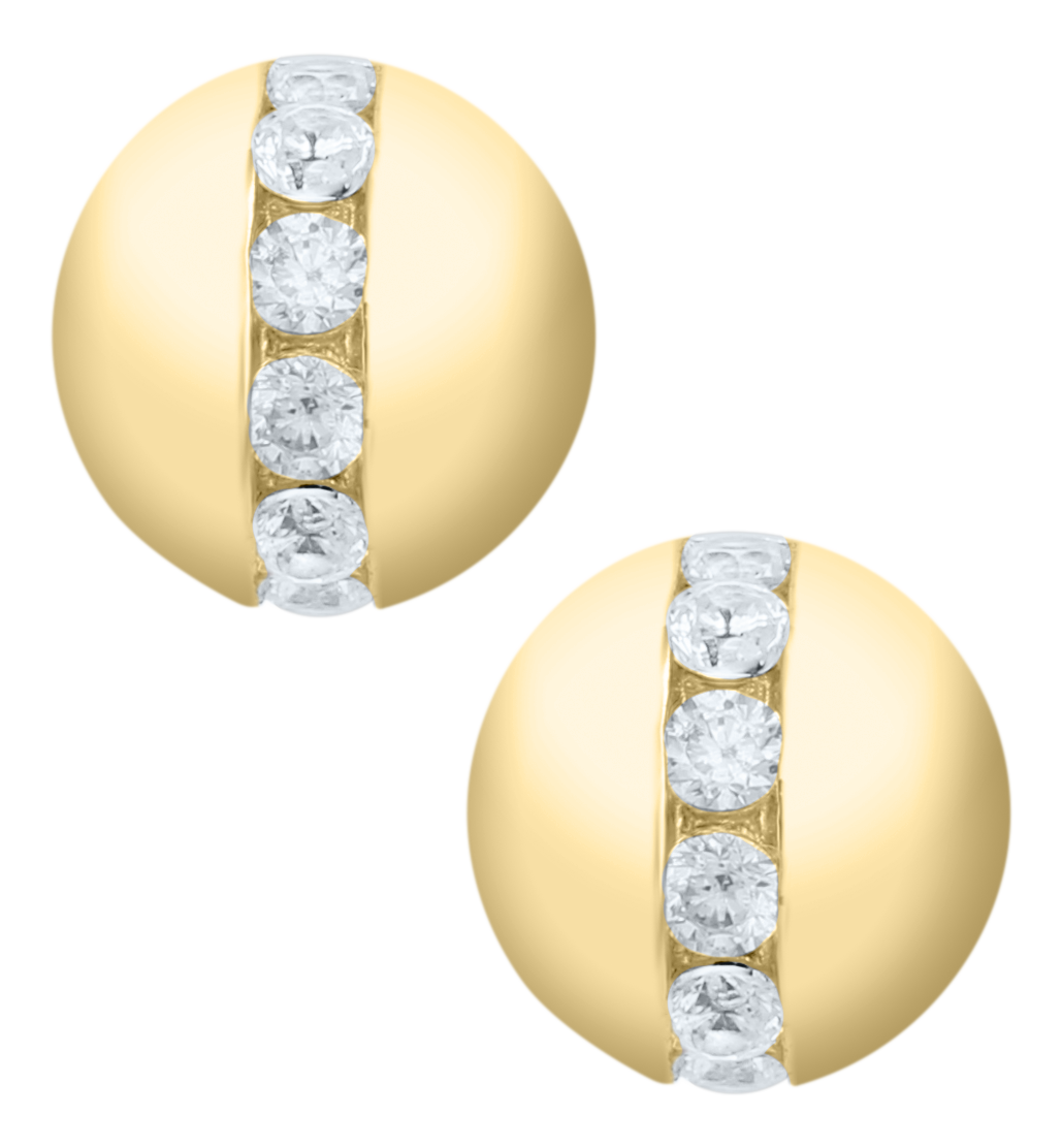 14KT Yellow Gold 8mm Genuine Diamond Bead Cape Cod Stud Earrings .40 TCW