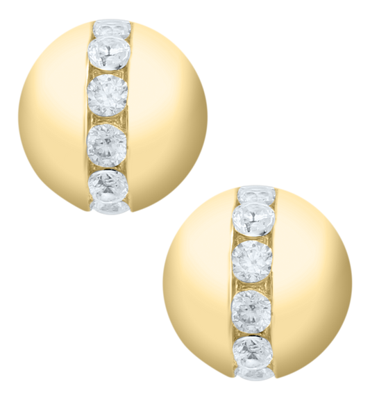 14KT Yellow Gold 8mm Genuine Diamond Bead Cape Cod Stud Earrings .40 TCW