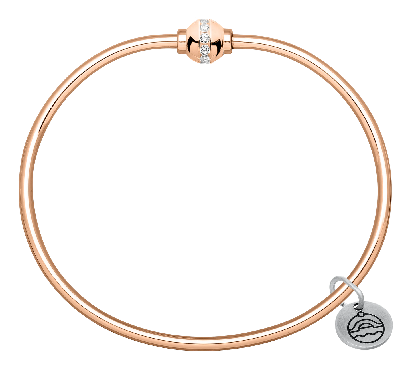 14KT Rose Gold Single Bead Cape Cod Bracelet with Genuine Diamonds