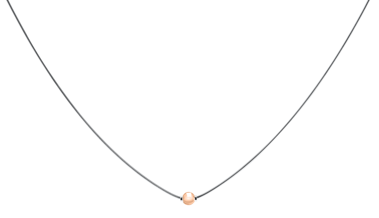 Sterling Silver and 14KT Rose Gold  Single Bead Cape Cod Necklace with Snake Chain