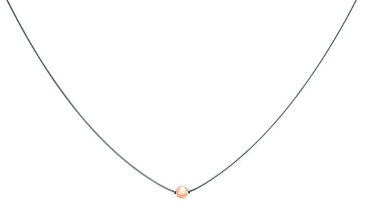 Sterling Silver and 14KT Rose Gold  Single Bead Cape Cod Necklace with Snake Chain