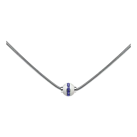 Sterling Silver with Genuine Sapphire Single Bead Cape Cod Necklace with Snake Chain