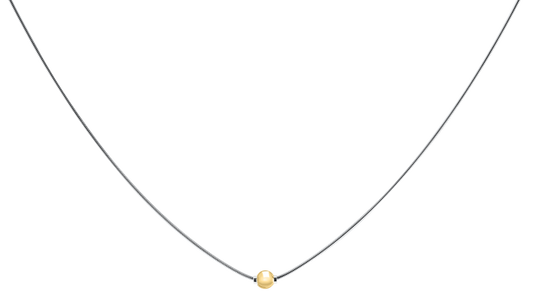 Sterling Silver and 14KT Yellow Gold  Single Bead Cape Cod Necklace with Snake Chain