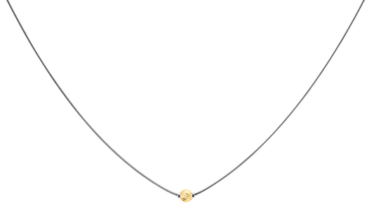 Sterling Silver and 14KT Yellow Gold  Single Twisted Bead Cape Cod Necklace with Snake Chain
