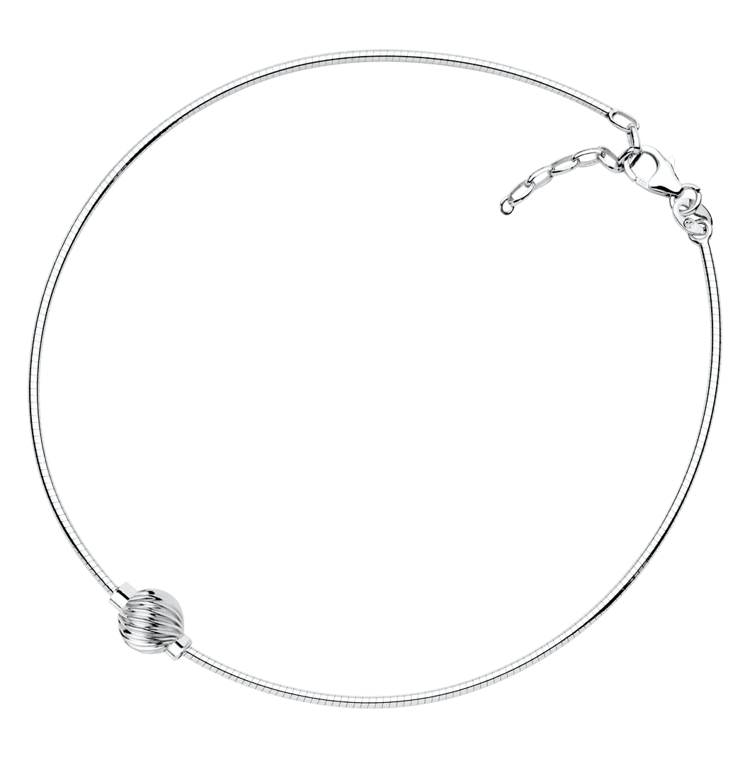 Sterling Silver Single Swirl Bead Cape Cod Anklet with Omega Chain