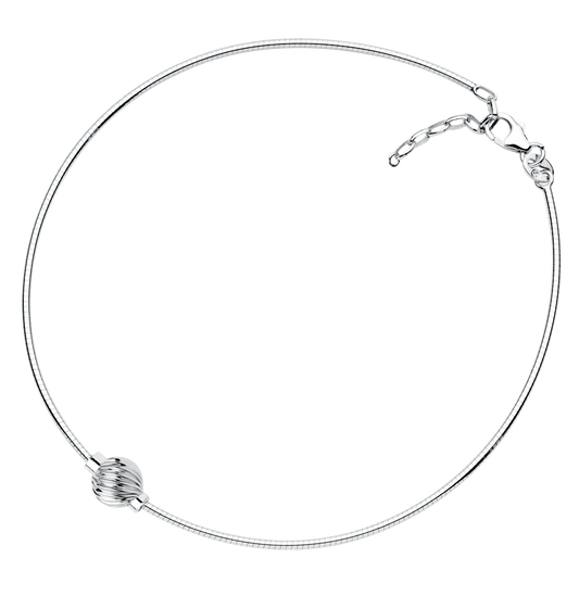 Sterling Silver Single Swirl Bead Cape Cod Anklet with Omega Chain