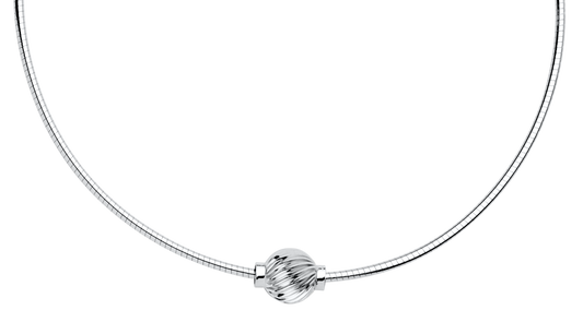 Sterling Silver Single Twisted Bead Cape Cod Necklace with Omega Chain