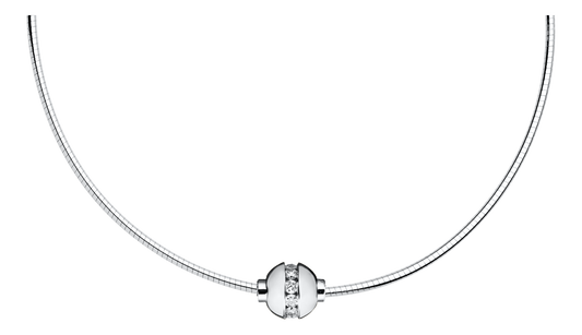 Sterling Silver Single Bead with Genuine Cubic Zirconia  Cape Cod Necklace with Omega Chain