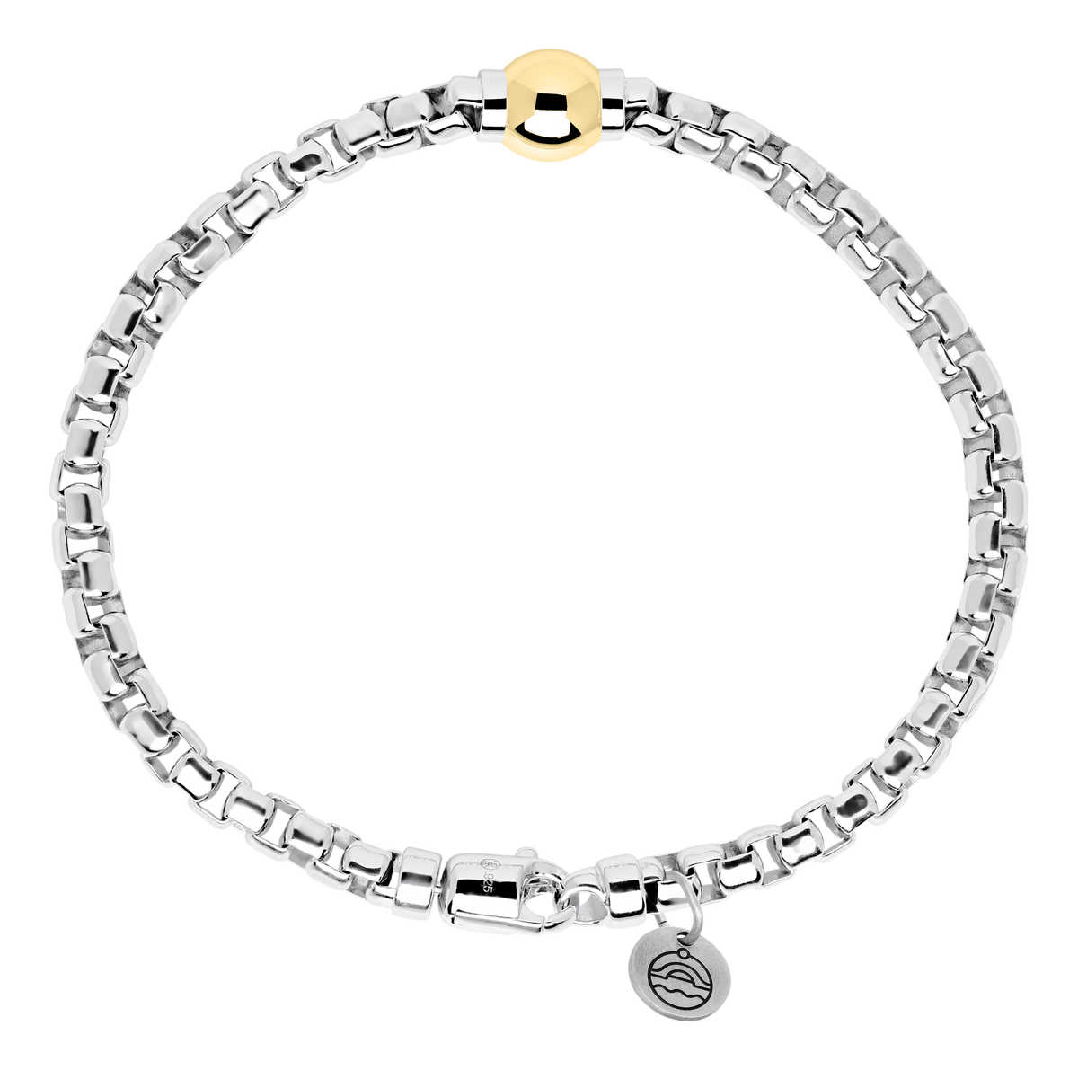 Sterling Silver and 14KT Yellow Gold Single Bead Chain Cape Cod Bracelet